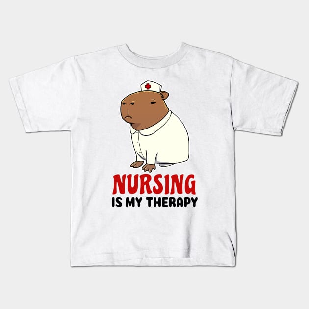 Nursing is my therapy Capybara Kids T-Shirt by capydays